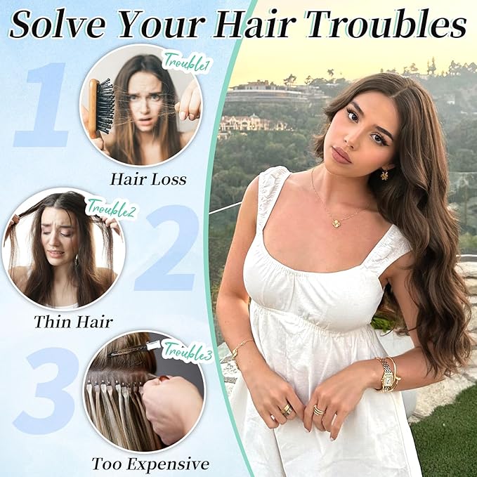 KooKaStyle Clip in Hair Extensions 4PCS Long Wavy Medium Brown Thick Hairpieces for Women Weft Natural Synthetic 20 Inch Daily Use