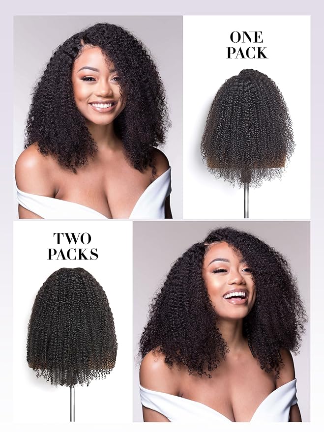 LUVME Curly Clip in Hair Extensions Real Human Hair Kinky Curly Clip ins Full Head with 2 Pack for Women Remy Human Hair Natural Black 270g 14pcs 20Inch