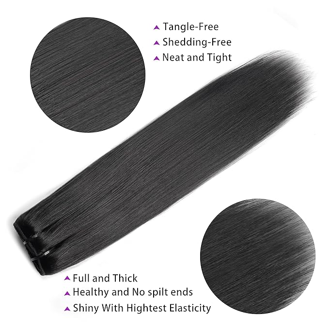Affordable 14 Inch Yaki Straight Clip ins Human Hair Brazilian Yaki Straight Clip in Hair Extensions Unprocessed Virgin Hair clip on Hair Extensions 8Pcs Per Set 120G