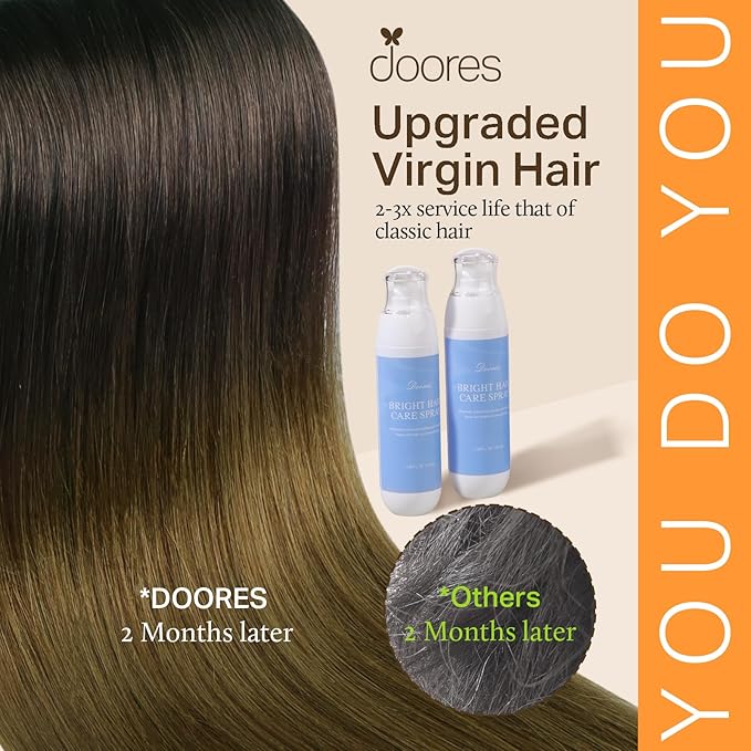DOORES Real Human Hair Extensions, Chocolate Dip Color Melt 110g 7pcs 14 Inch, Seamless Clip In Hair Extensions Straight Invisi Edge