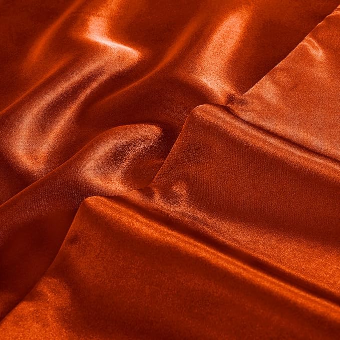 Aormenzy Satin Body Pillow Cover Set of 2, 20x54 Inches Burnt Orange Body Pillow Case for Adults, Silky Soft & Cooling Body Pillow Pillowcase with Envelope Closure