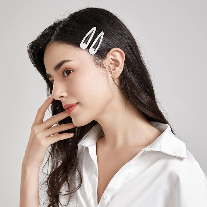 Dofash 5CM/2IN White Snap hair Clips Metal Hair Grips Hair Accessories For Women 12PCS (White)