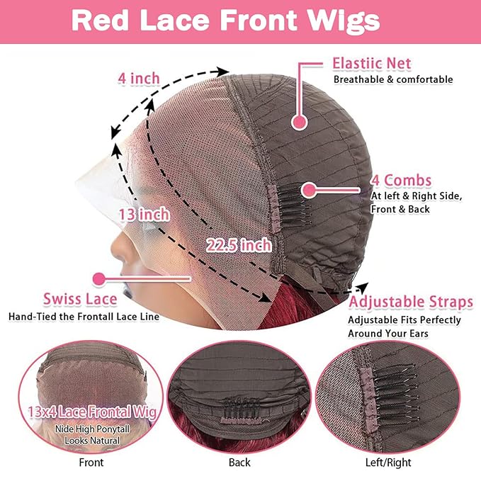 99J Burgundy wig human hair 13x4 body wave lace front wigs human hair 180 Density Pre Plucked Glueless Wine red colored lace front wig for Women 26inch