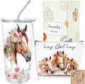 Keluna Horse Gifts for Women - Horse Lover Must Haves Essentials Gifts for Girls Women Female Friends Coworker Christmas Birthday Appreciation Mother's Day Tumbler Makeup Bag Bracelet