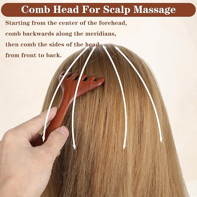 3 PCS Wooden Scalp Massager Comb Sandalwood Acupoint Massage Pen Wide Tooth Combs Hand Held Neck Foot Leg Meridian Scalp Massage Tool Wooden Acupressure Stick for Body Relaxation Head