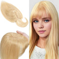 SEGO 100% Real Human Hair Toppers, with Air Bangs, Silk Base 150% Density, Clip in Topper, 2.7”x5.1”, HairPieces for Women, with Thinning/Hair Loss Cover Gray