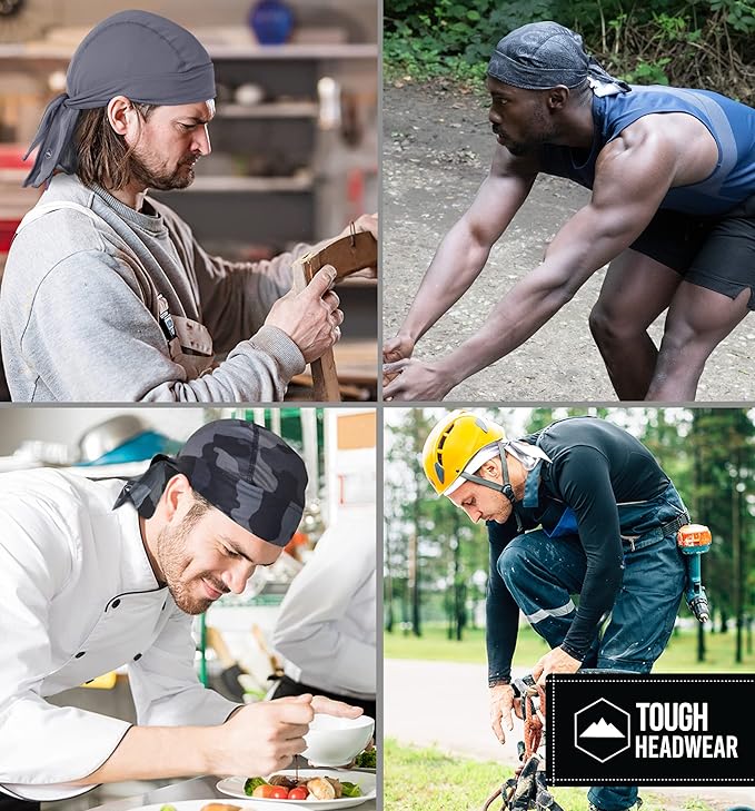 Cooling Helmet Liners - Do Rag Skull Caps for Men - Cooling Head Wraps, Hard Hat Liner - Motorcycle Pirate Bandana