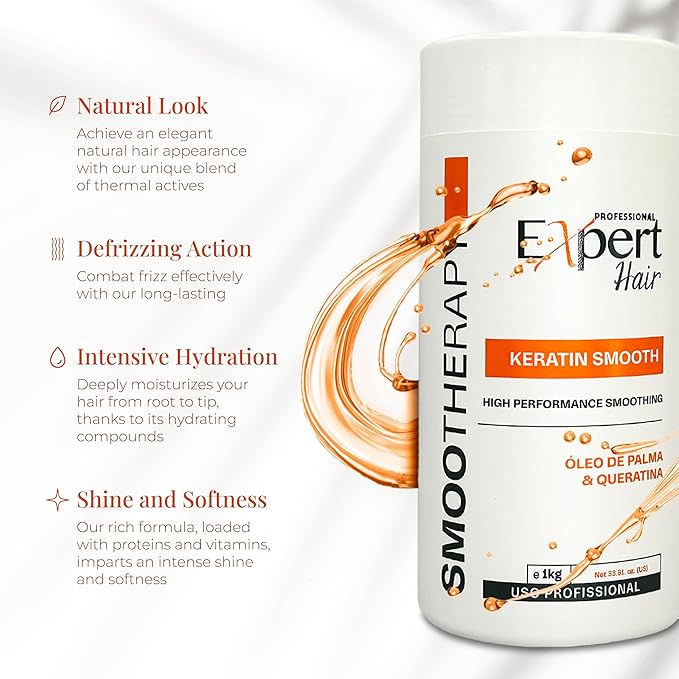 Expert Hair Botox Kit - Anti-Frizz, Thermo-Active, Natural Look - Keratin Treatment for Smoothing and Frizz Control, 3x 1kg/35.3 oz