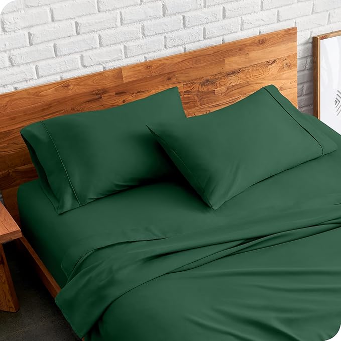 Bare Home Microfiber Pillow Cases - King Size Set of 2 - Cooling Pillowcases - Double Brushed - Forest Green Pillowcases 2 Pack - Easy Care (King Pillowcase Set of 2, Forest Green)