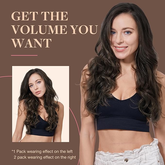 GOO GOO Clip in Hair Extensions Real Human Hair, Remy Human Hair Extensions Clip ins for Women, Natural Human Hair, 22inch 170g 7Pcs, #2A Light Brown