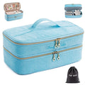 Double-layer Hair Tools Travel Case with Black Hair Dryer Bag with Detachable Divider compatible with Shark FlexStyle/SmoothStyle - Flat Curling Iron Travel Organizer