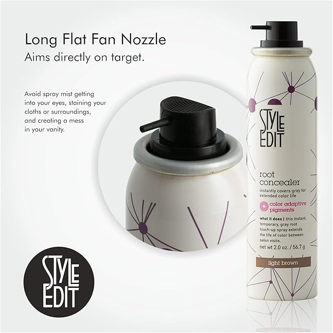 STYLE EDIT Light Brown Root Concealer Touch Up Spray - Temporary And Instantly Covers Grey Hair, Pack of 1