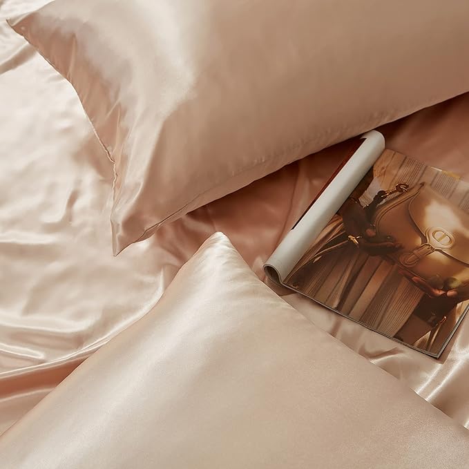 Taupe King Size Satin Pillowcase Set of 2 for Hair and Skin,Taupe Silk Pillowcase Breathable Pillowcase with Envelope Closure