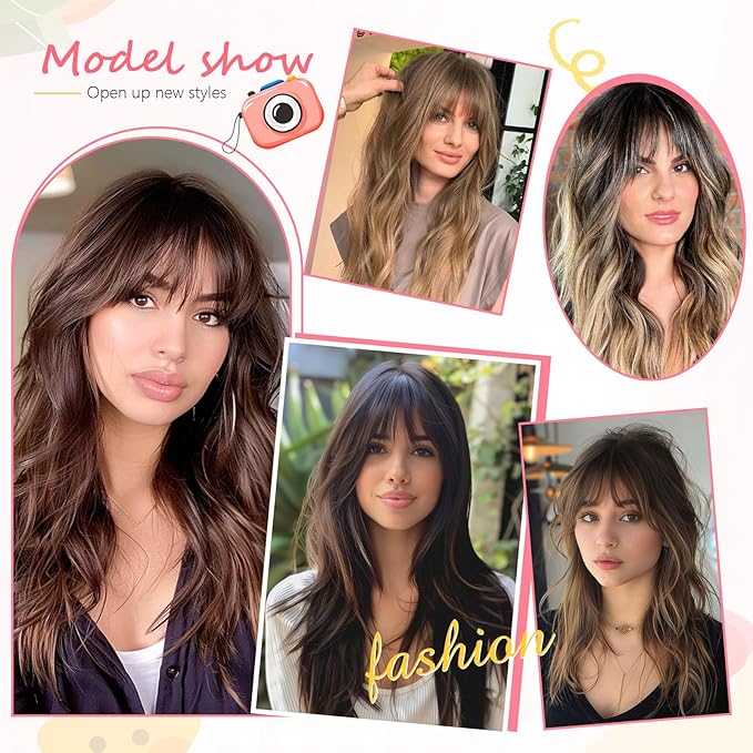 Clip in Bangs 100% Real Human Hair, Wispy Bangs Hair Clip, Fake Bang Fringe with Temples Hairpieces for Women Daily Wear (Natural Black, Wispy Bangs)