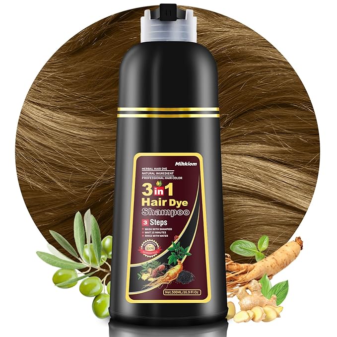 Hair Dye Shampoo 3 in 1 for Women & Men, Chestnut Brown Hair Color Shampoo Refresh Hair Only 20 Mins - Natural Plant - Champu Para Pintar el Pelo