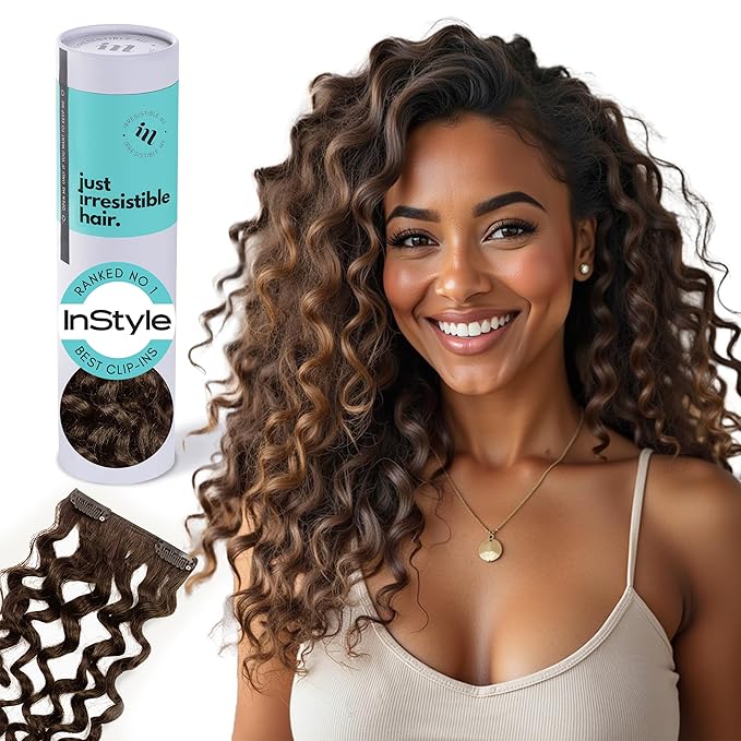 Irresistible Me 3A Curls Real Human Hair Extensions Clip Ins – 100% Human Hair Clip In Extensions for Length & Volume – Invisible Extension – Heat Resistant & Dyeable – Light Brown, 20 Inches