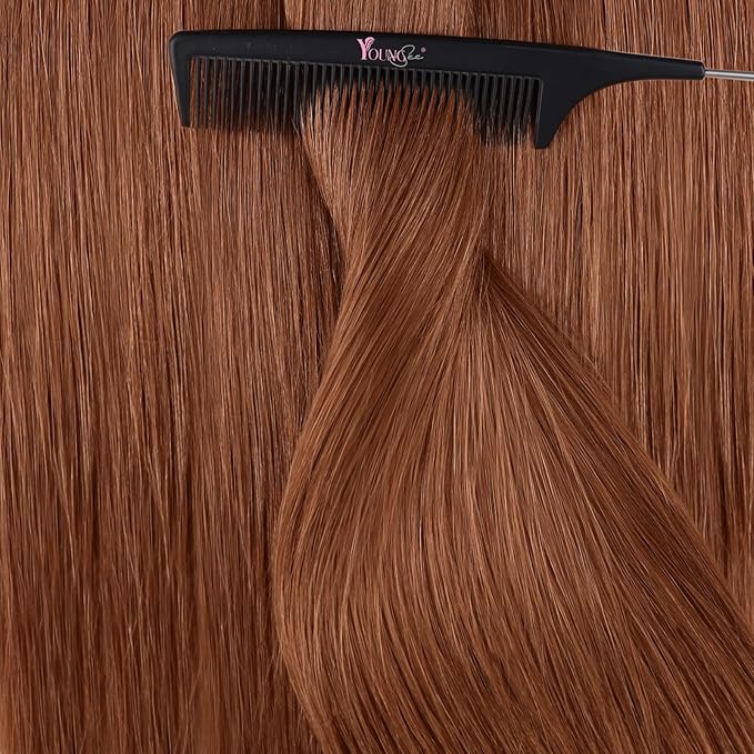 YoungSee Tape in Hair Extensions Copper Tape in Extensions Human Hair 14Inch Tape in Real Hair Extension Copper for Women 20Pcs 50G