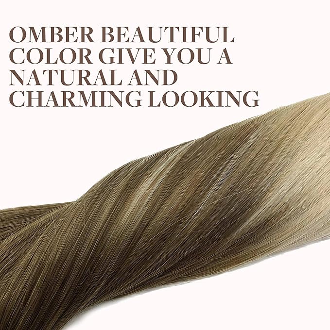 GOO GOO Clip in Hair Extensions Real Human Hair, Remy Human Hair Extensions Clip ins for Women, Natural Human Hair, 18inch 120g 7Pcs, 9/60 Balayage Ash Brown to Platinum Blonde