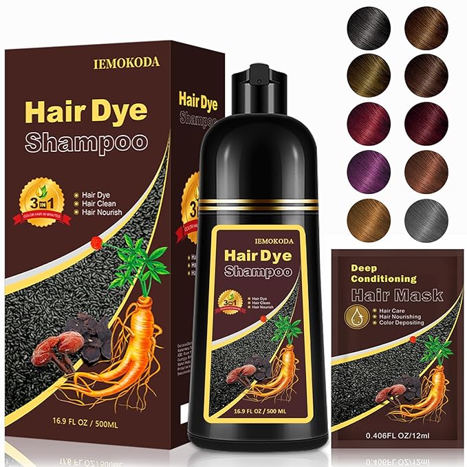Hair Dye Shampoo for Gray Hair in Dark Coffee - 3-in-1 Coloring & Conditioning Treatment, At-Home Shampoo Dye Hair Color for Women & Men, Instant Long-Lasting Color, Champu Para Canas, 16.9 Fl Oz
