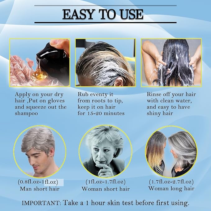 Herbal Dark Brown Hair Coloring Shampoo for Women and Men - 3 in 1 for Gray Coverage, 100% Gray to Brown Hair Color, 500ml