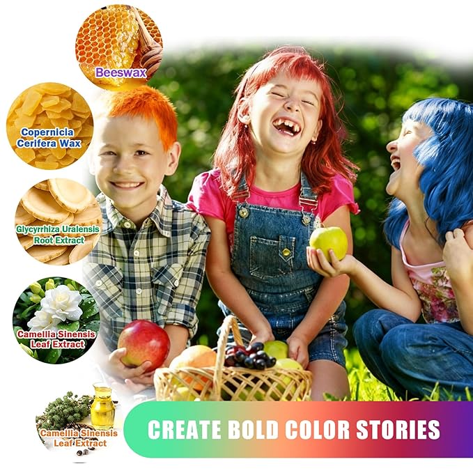 10Pcs Temporary Hair Color Wax for Christmas Party, Daily Party Cosplay Stocking Stuffers DIY Washable Hair Chalk Natural Instant Hair Color for Women Temporary Hair Dye for Kids Teens Women Men 40g