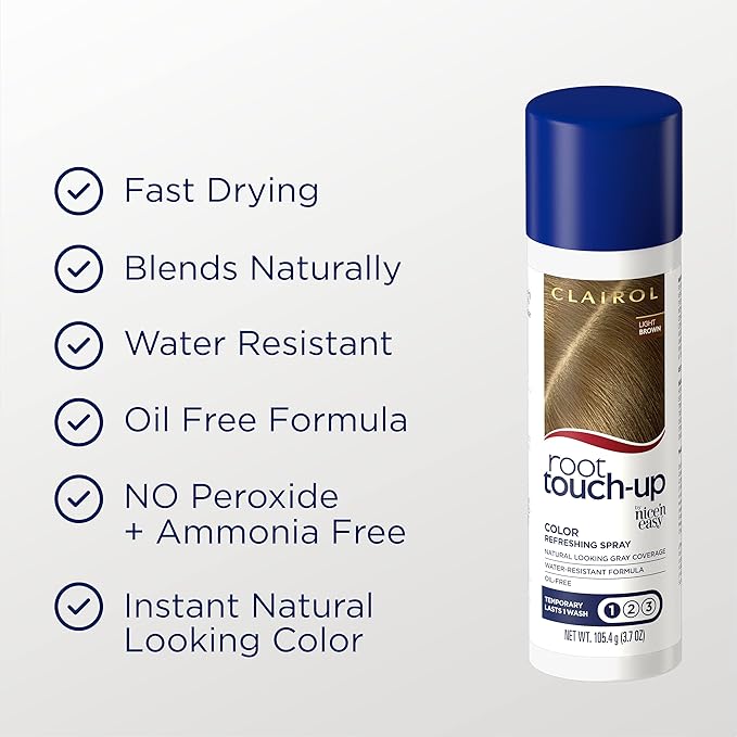 Clairol Root Touch-Up by Nice'n Easy Temporary Hair Coloring Spray, Light Brown Hair Color, Pack of 2