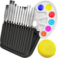 ADI&Guys Paint Brush Set – 12 Brushes with Travel Case, Mixing Palette & Sponge – for Acrylic, Oil, Watercolor & Face Painting – Art Supplies for Kids & Artists