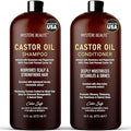 Castor Oil Shampoo and Conditioner - Sulfate Free with Peppermint Oil, Lavender and Rosemary - Castor Oil Shampoo for Hair Growth - Hydrating and Nourishing - 16 oz each