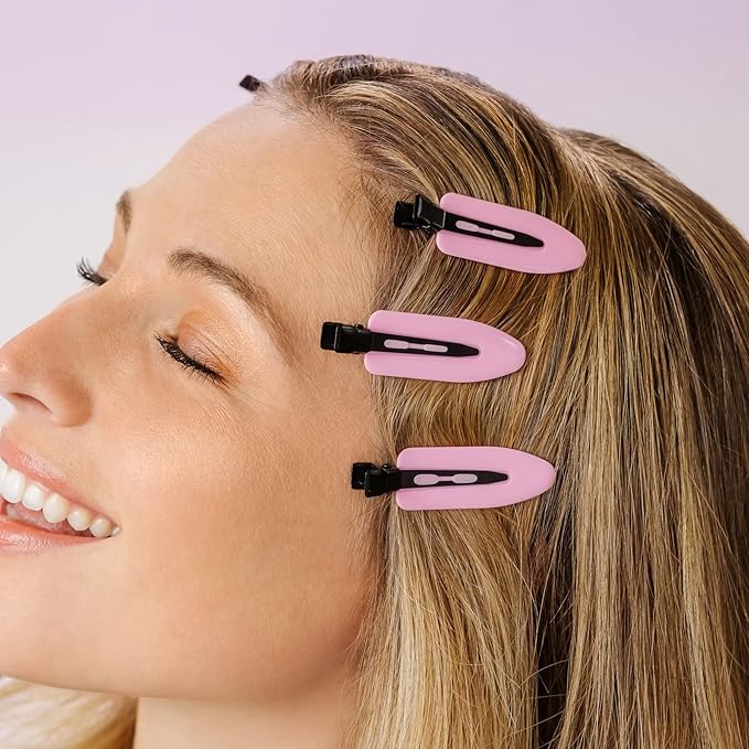 Creaseless No Bend Hair Clips (Pink/Black)