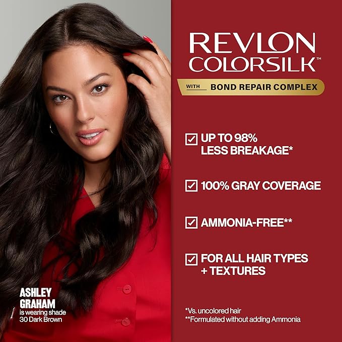 Revlon ColorSilk with Bond Repair Complex, Black Permanent Hair Color, 100% Gray Coverage, Ammonia Free Hair Dye, Vegan Keratin, 12 Natural Blue Black (Pack of 3)