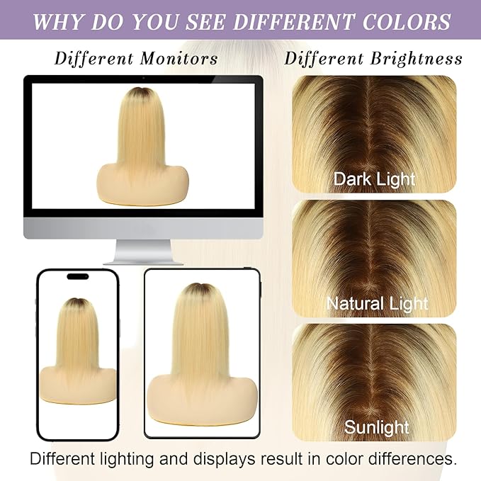 Womens Real Human Hair Toppers for Thin Hair #T3/60, 14 Inch Length 3x5 Inch Injected Silk Base 130% Density Hair Pieces