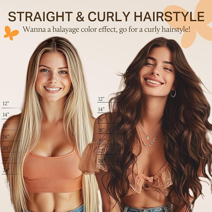 DOORES Hair Extensions Real Human Hair, Ash Brown to Platinum Blonde 135g 7pcs 18 Inch, Silky Straight Clip in Extensions Natural Remy Thick Weft for Women