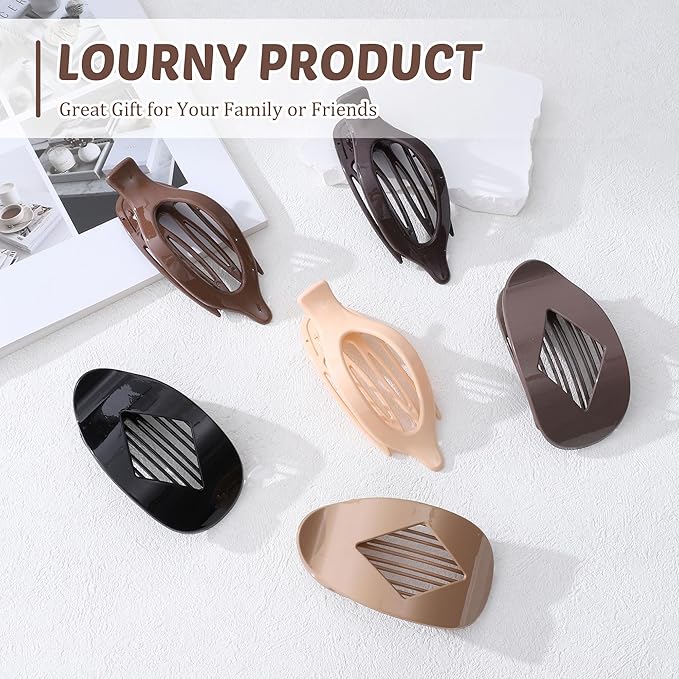 Lourny Flat Hair Clips for Women, French Flat Claw Clips & Duckbill Hair Clips for Thin Hair Lightweight Non-Slip Claw Clips for Women 6PCS
