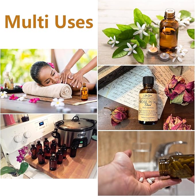 12 Pack 2oz Amber Glass Bottles for Vanilla Extract, Boston Round Leak-Proof Brown Glass Jars with Caps, Bonus Funnel - Ideal for Homemade Extracts, Essential Oils, DIY Christmas Party Gift Supplies