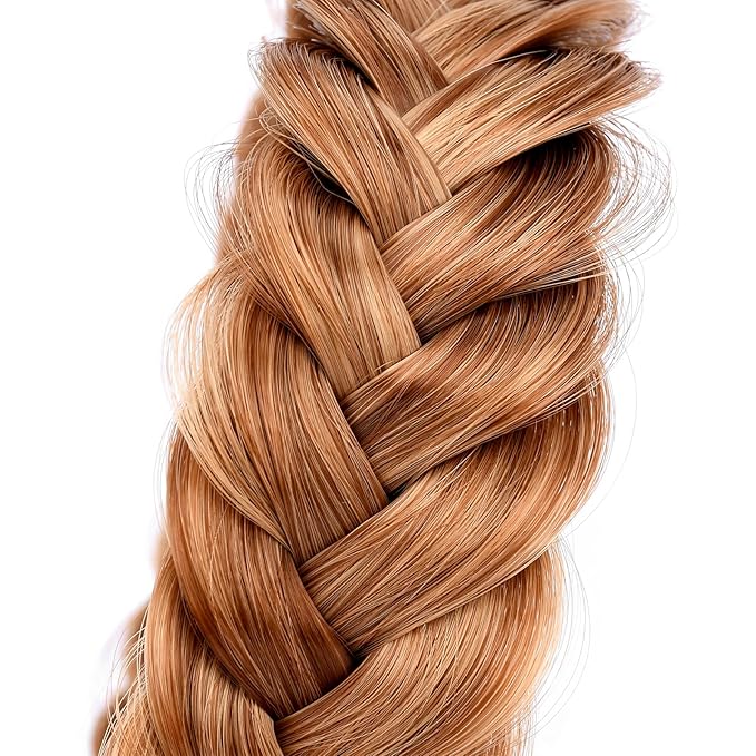 DIGUAN Wide Messy Braided Headband With Teeth Synthetic Hair Plaited Headband High Elasticity Braids Chunky Fishtail Braided Hair Band Hairpiece for Girls Women Beauty Accessory (Strawberry Blonde)