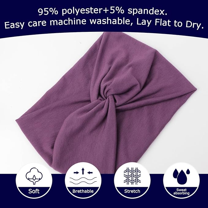 DRESHOW 4 Pack Turban Headbands for Women Wide Vintage Head Wraps Knotted Cute Hair Band Accessories