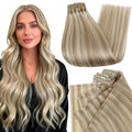 Full Shine Clip in Hair Extensions 24 inch 160g 8Pcs Seamless Clip in Hair Extensions Dark Blonde Mix Light Blonde Remy Hair Clip ins for Women