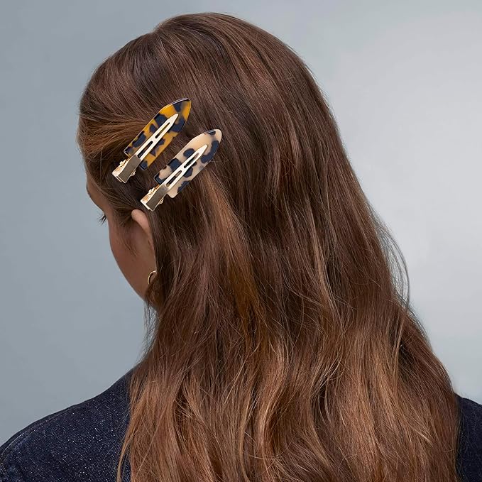No Crease Creaseless No Bend Hair Clips For Styling Non Slip Flat Clips For Makeup Hair Accessories For Women,Multiple Tortoiseshell,12 PCS