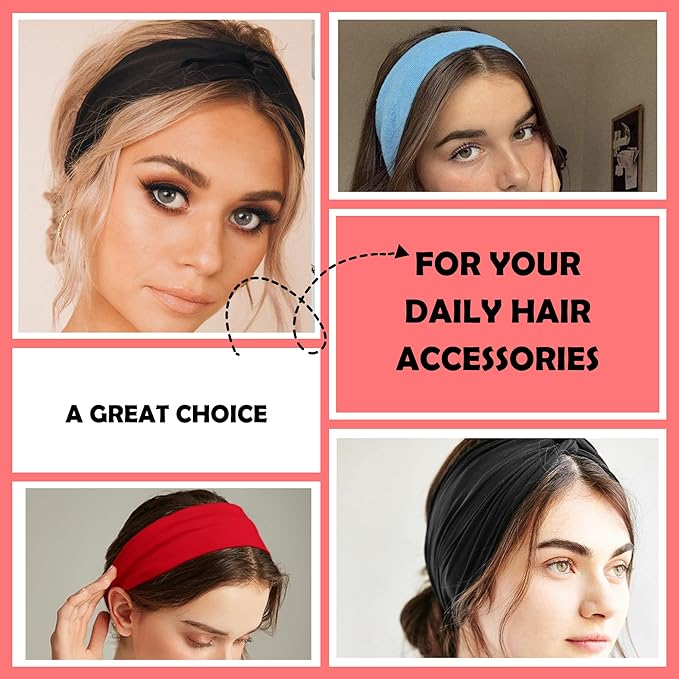 Lotus78, Pack of 12 Wide Headbands for Women Non Slip, Fashionable Sports Hair Bands for Women's Hair, Soft Elastic Stretchy Head bands, Yoga Workout Headbands for Women Daily Fashion(Multicolor icon)