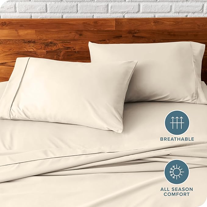 Bare Home Microfiber Pillow Cases - King Size Set of 2 - Cooling Pillowcases - Double Brushed - Sand Pillowcases 2 Pack - Easy Care (King Pillowcase Set of 2, Sand)