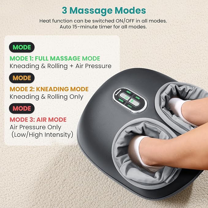 Nekteck Shiatsu Foot Massager with Heat, FSA Eligible Deep Kneading Therapy Air Compression, HSA Feet Massage Improve Blood Circulation Foot Wellness Soothing Pain Relief, Relax for Home Office Use