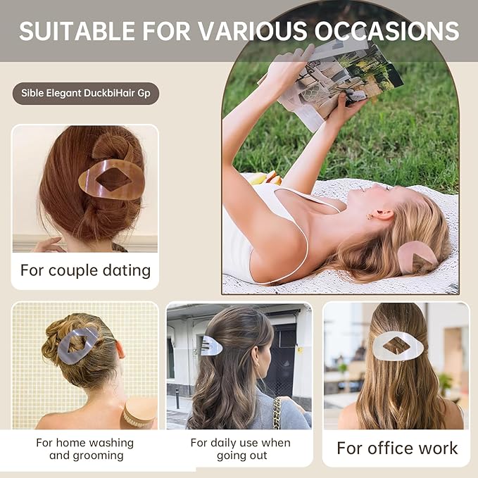 6 Pcs Flat Hair Clips for Women – Nonslip Duckbill Hair Clips, Strong Hold Styling Clips, Sectioning Duckbill Barrettes for Salon & Everyday Use (A)