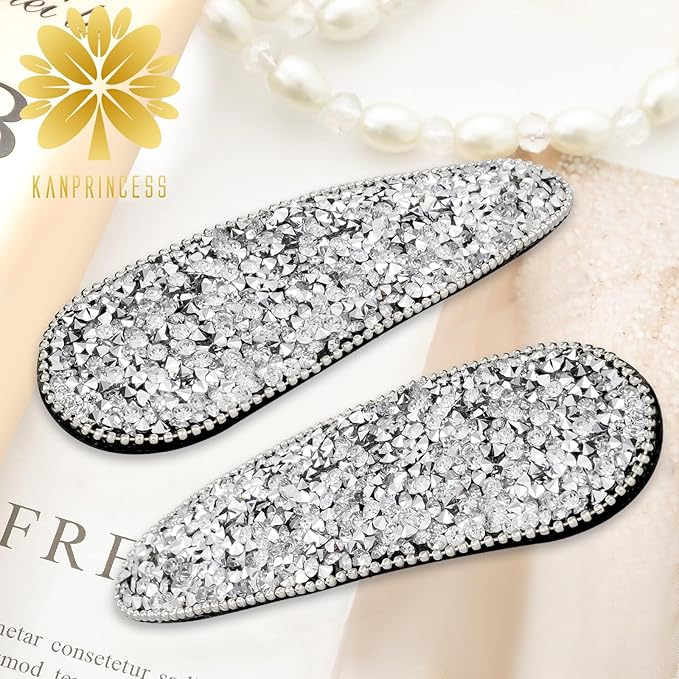2PCS Rhinestone Hair Clips,Snap Hair Accessories,Decorative Hair Clips,Rhinestone Barrettes For Women Girls(SET20)