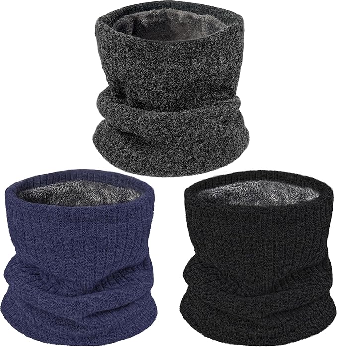 3 Pack Winter Neck Warmer & Ski Mask for Men Women Thermal Warm Fleece Face Mask Neck Gaiter Scarf Gift