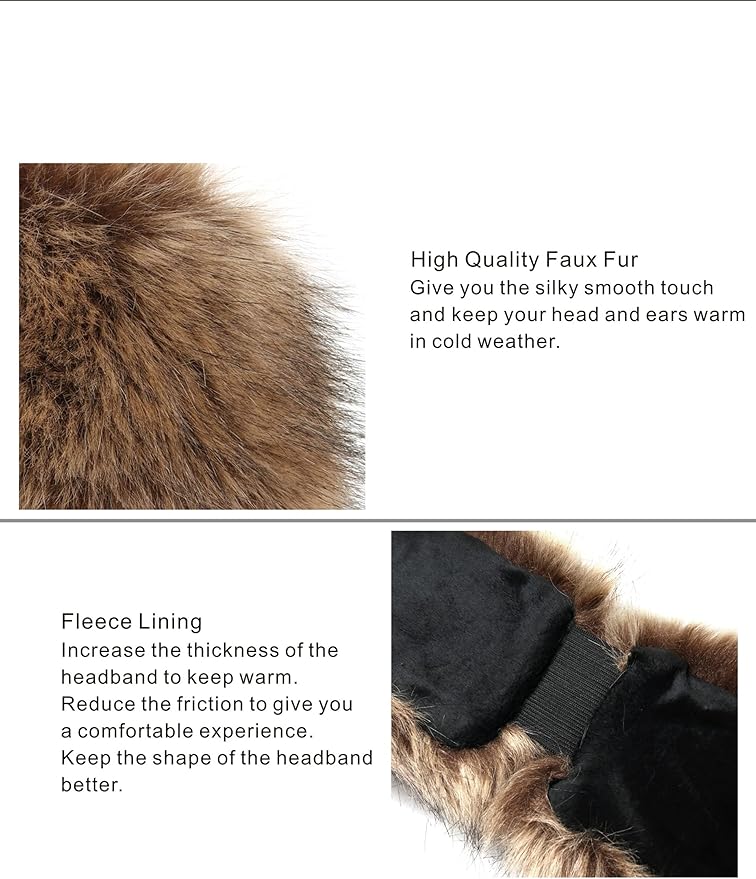 Faux Fur Headband for Women Winter Earwarmer Earmuff with Elastic