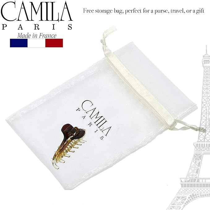 Camila Paris CP2381 French Hair Clip for Women, Small Narrow, Cristal, Girls Hair Claw Clips Jaw Fashion Durable and Styling Hair Accessories for Women, Strong Hold No Slip Grip, Made in France