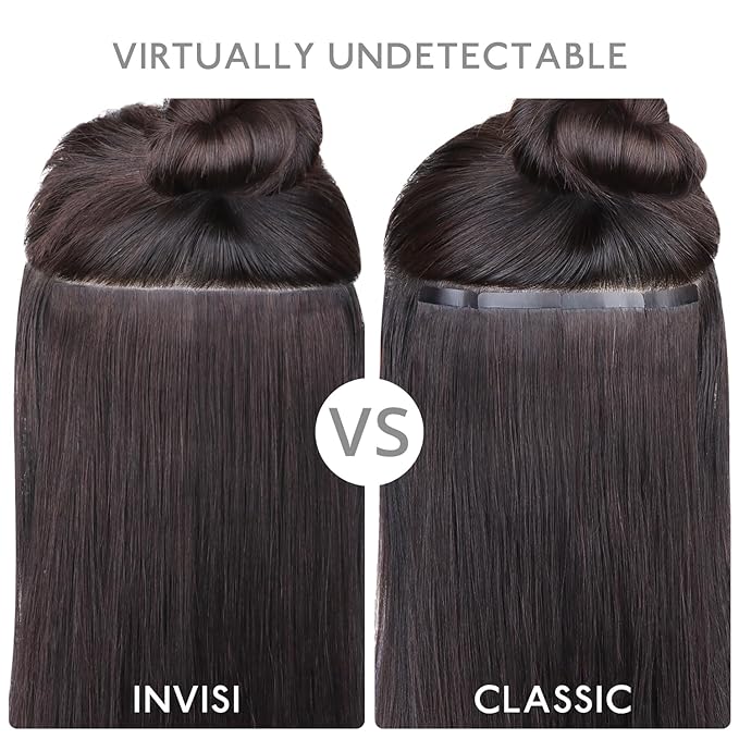WENNALIFE Invisi Edge Tape in Hair Extensions Human Hair, 20 Inch 50g 20pcs Light Dark Brown Invisible Luxury Remy Hair Extensions Natural Seamless Injected Tape Ins Straight Extensiones De Cabello Hu