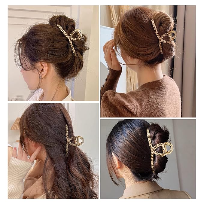 Big Hair Claw Clip for Women Metal Butterfly Hairclip with Strong Hold 4.7' Large Hair Accessories for Long Thick Hair 1 Pcs Leopard