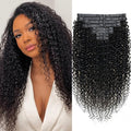 Seamless Clip In Hair Extensions Real Human Hair Invisible PU Weft Kinky Curly Clip Ins Human Hair Extensions 8pcs with 18Clips Per Set 120g(22inch,Natural Black)