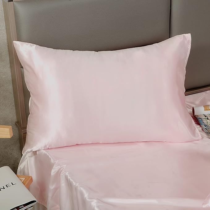 Blush Pink King Size Satin Pillowcase Set of 2 for Hair and Skin,Blush Pink Silk Pillowcase Breathable Pillowcase with Envelope Closure